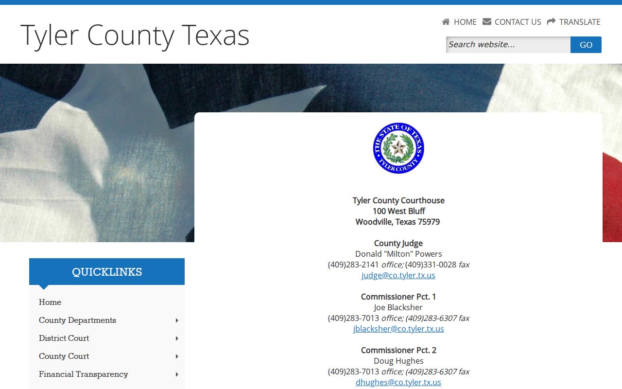 Tyler County criminal history office directory