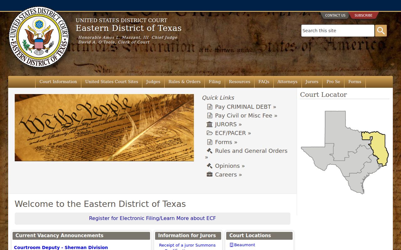 Tyler County criminal records Eastern District of Texas page