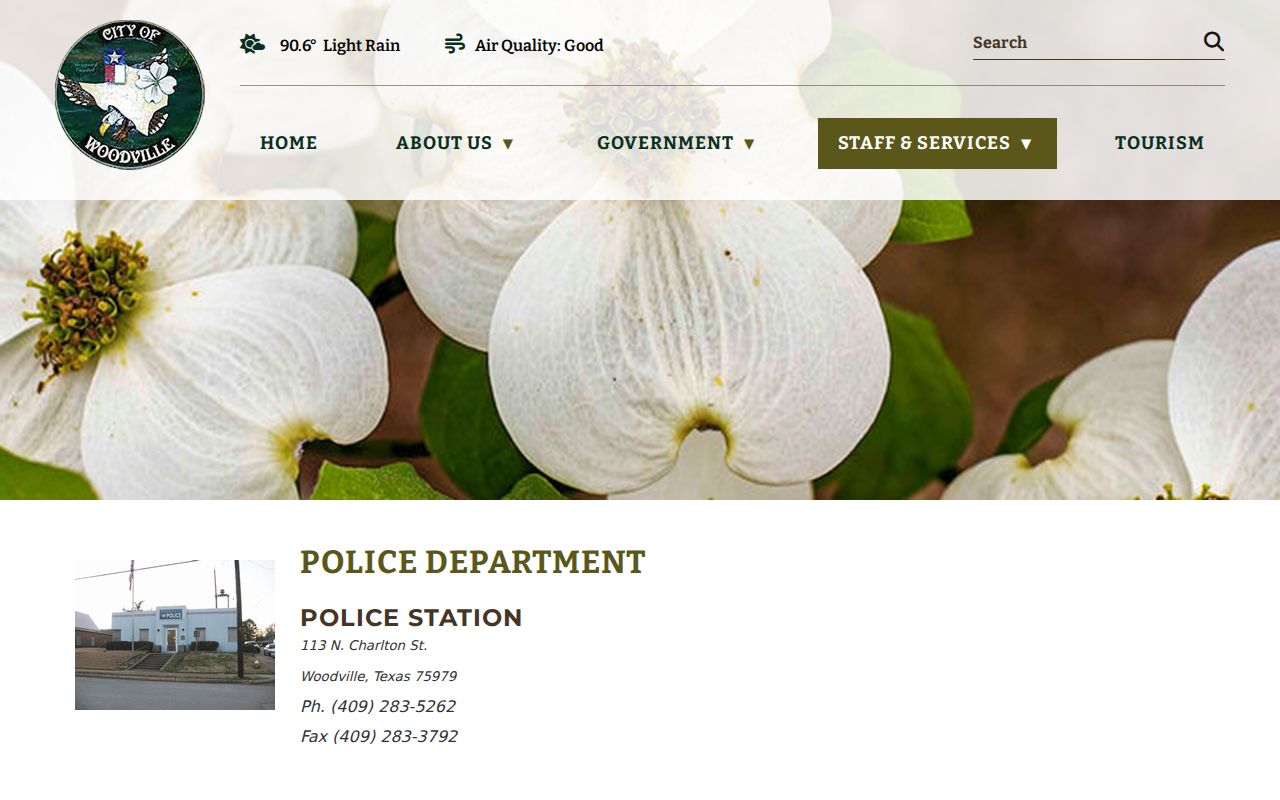 Woodville criminal records source at the Woodville Police Department